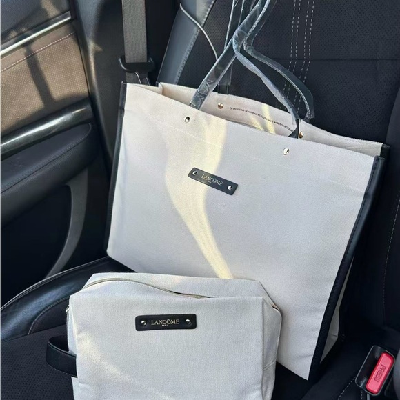 Lancôme canvas large tote with cosmetic bag - Picture 2 of 6